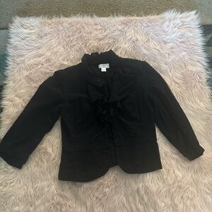 LOFT Black Ruffle Blazer